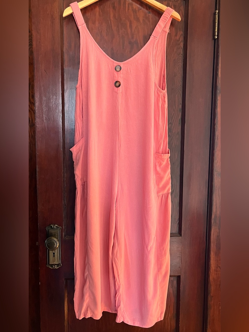 Emery Rose Coral Sleeveless Wide-Leg Jumpsuit - Size Large